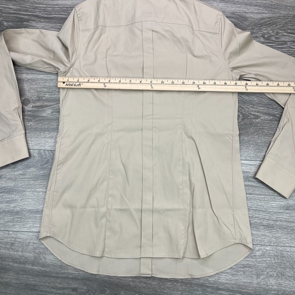 Burberry London Shirt Womens 4 Beige Long Sleeve Button Up Minimalist Office Top - Picture 14 of 15